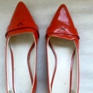 Boden Orange Patent Leather Pointed Toe Flats